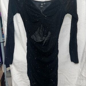 Windsor Black Sparkle mini Sleeve Dress